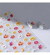 LINMEIZAI Flowers Nail Stickers for Nail Art - Small Flower Nail Art Stickers Spring Red Floral D...