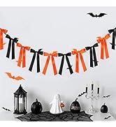GZIXBDA Halloween Decorations, 1 String of 10Pcs Halloween Bow Garland 6Ft Banner with 10 Bats Pa...