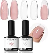 modelones Gel Nail Polish Set 2 Pcs 15 ML Milky Jelly White Nude Neutral Pink French Base Bubble ...
