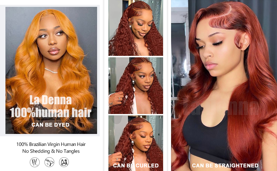 Reddish Brown Wig Human Hair Colored 360 Lace Front Wigs Human Hair Body Wave Human Hair Wig Auburn