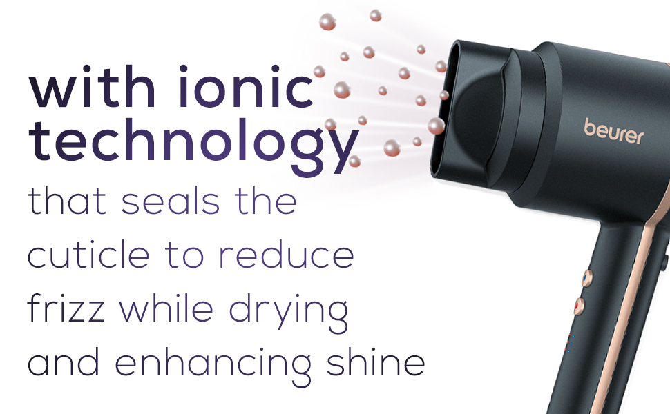 with ionic technology that seals the cuticle to reduce frizz