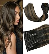 18 Inch Clip in Hair Extensions 70G Natural Black 100% Remy Human Hair Clip in Extensions Soft Si...