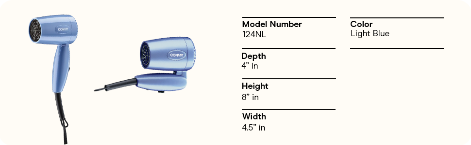 Conair Travel Friendly Dryer is compact and easy to pack