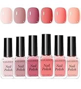 Nailshion 6 Colors Nail Polish Set, Neutral Nude Beige Dusty Pink Fingernail Polishes All Seasons...
