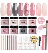AZUREBEAUTY 30Pcs Dip Powder Nail Kit Starter with Nail Sticks, Translucent Nude Pink 8 Colors Di...