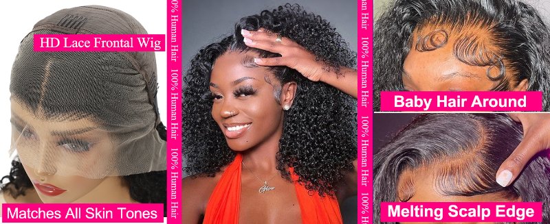 natural deep wave curly bob wig human hair