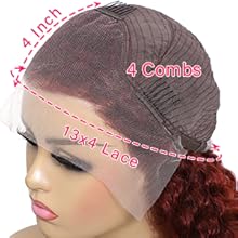 auburn wig human hair curly wig