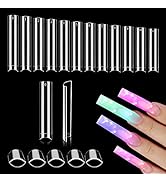 XXL No C Curve Nail Tips for Acrylic Nails Professional, 600PCS Clear Tapered Square Nail Tips St...