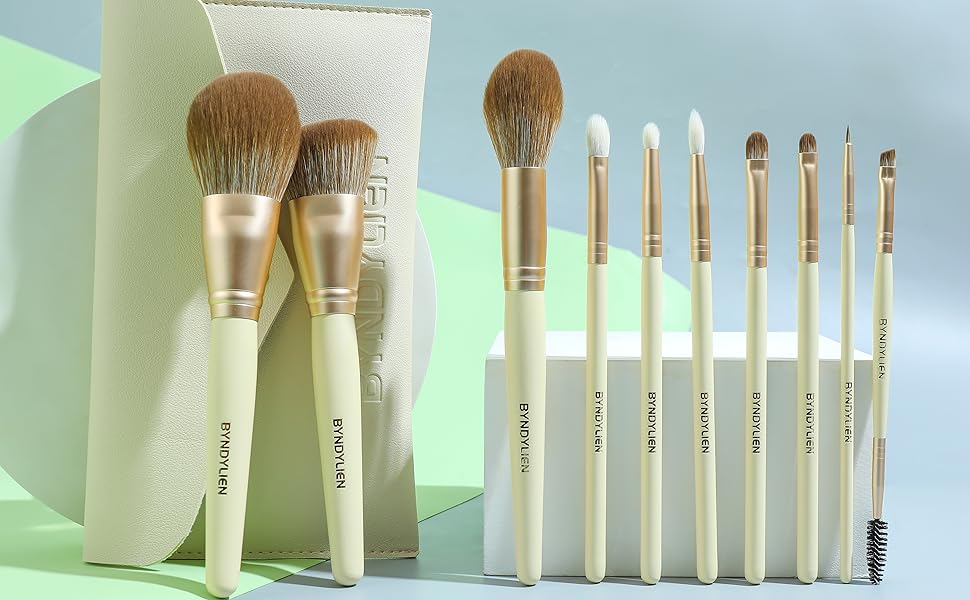 Makeup Brush Set BYNDYLIEN Concealer Eye Shadow Kabuki Eyeliner Travel Bag Synthetic Goat Hair
