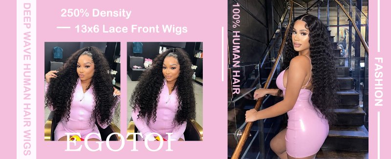 deep wave lace front wigs human hair