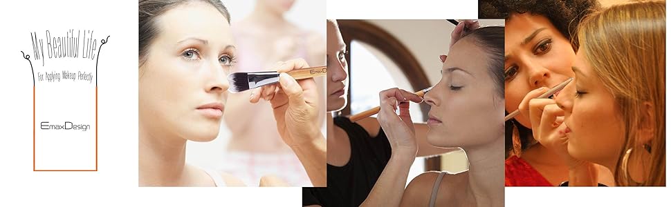 EmaxDesign 12 Pieces Makeup Brush Set Bamboo handle cosmetics brushes