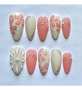 Press on Nails Short Almond LINMEIZAI Fake Nails Press ons Nail Tips Glue on Nails Full Cover Acr...