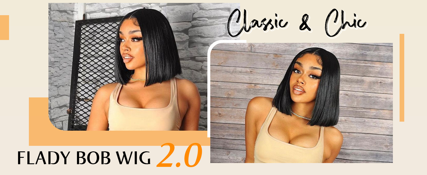 Glueless bob wig human hair