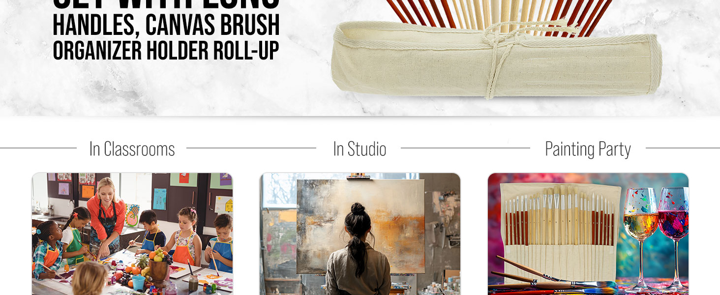paintbrushes artist oil acrylic longhandle professional set kit collection supplies fineart craft