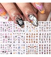 HALLOWEEN SHANRUN - Pumpkin Skull Ghost Nail Decals, Self-Adhesive Nail Tattoo Stickers, 12 in 1 ...