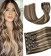 Clip in Hair Extensions 70G Light Brown to Blonde Highlights 100% Remy Human Hair Extensions 7A S...