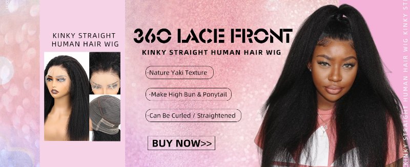 360 Kinky Straight Wig Human Hair
