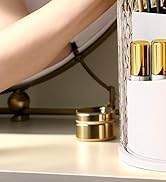 RONGZHIERK Makeup Brush Holder with Lid，Makeup Brush Storage Box with Diamond Pattern，360 Rotatin...