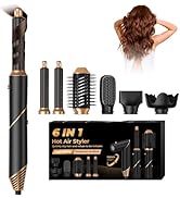 6 in 1 Hair Dryer Brush, Foldable Blow Dryer Brush with Wrap Curler, Detachable Air Hair Styler C...