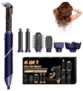 6 in 1 Hair Dryer Brush, Foldable Blow Dryer Brush with Wrap Curler, Detachable Air Hair Styler C...