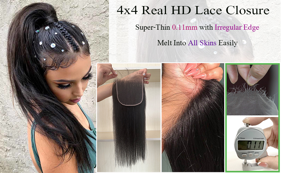 human hair closure,hd lace closure,4X4 HD Lace Closure,Brazilian Virgin Human Hair