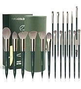 LULUCOLORS 18 pcs Makeup Brush sets - Makeup Brush Set with Wooden Handle - Includes Foundation, ...
