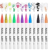 12 Color Fluorescent 3D Nail Art Pens Set, Kalolary Nail Point Graffiti Dotting Pen Drawing Paint...