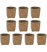 Healvian 20 Pcs Mini Straw Woven Basket,Miniature Flower Baskets,Hand Woven Storage Basket for Pa...
