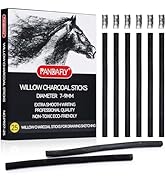 PANDAFLY Willow Charcoal Sticks, Soft, Black Artist Vine Charcoal for Artists, Beginners, Student...