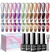 SUPWEE Magnetic Gel Nail Polish - 12 Colors Cat Eye Gel Nail Polish with Magnetic Stick Cateye Ge...