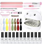 AIBRIT Gel Nail Polish Kit with UV Light, Rechargeable MINI LED Light Nail Lamp Dryer, with 8 Col...
