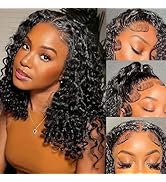 Curly Bob Wig Human Hair 13x4 Deep Wave HD Lace Front Wigs Human Hair 200% Density Short Curly We...