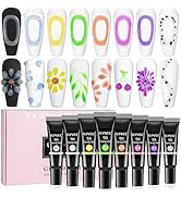 SUPWEE 3D Nail Art Gel Sculpting Gel for Nail Art Design 8 Colors Clear White Embossing Tube Gel ...