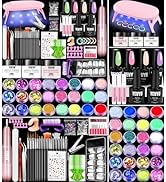 Yevyo Acrylic Nail Kit with Drill, 4 Colors Gel Polish and UV Light Nail Kit, 24 Colors Glitter A...