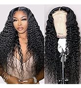 Hermosa Deep Wave Lace Front Wigs Human Hair Pre Plucked 13x4 Deep Wave Frontal Wig Deep Curly Hu...