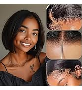 10 Inch Yaki Straight HD Lace Front Bob Wig, 13x4 Ultra-thin Real HD Lace Full Frontal Bob Wigs H...