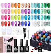 Beetles Neon Jelly Gel Nail Polish Kit,20 Colors Summer Cat Eye Glitter Soak Off UV LED Gel Nail ...