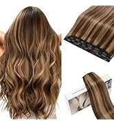 TESSHAIR 5 Clip One Piece Clip in Hair Extensions Real Human Hair 18 Inch Human Hair Clip in Exte...