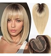 EMMOR Real Hair Toppers for Women Human Hair Toppers for Thin Hair with Bangs 5