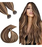 TESSHAIR 16 Inch Nano Bead Hair Extensions Human Hair, Nano Ring Hair Extension 100% Real Human H...