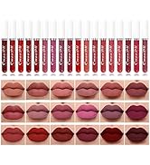 BONNIE CHOICE 18Pcs Matte Liquid Lipstick Set, Waterproof Long Lasting Nude Lipstick Dark Red Lip...