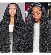28 Inch Deep Wave Lace Front Wigs Human Hair 200% Density 13x4 HD Transparent Deep Curly Lace Fro...