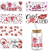 Uv Dtf Cup Wrap Stickers 6 Sheets Valentines Day Love Heart Designs Transfer Decal Stickers for C...