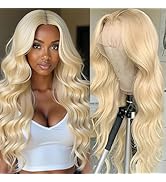 MARUOL 613 Lace Front Wig Human Hair 200 Density Body Wave Blonde Lace Front Wigs 22 Inch 613 Col...