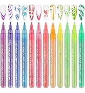 12 Color 3D Glitter Nail Art Pens Set, Kalolary Nail Point Graffiti Dotting Pen Drawing Painting ...