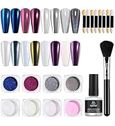 Beetles Chrome Nail Powder 8 Colors Metallic Mirror Effect White Pink Blue Silver Pigment Iridesc...