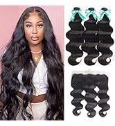 ALLRUN Body Wave Bundles with Frontal Human Hair 18 20 22+16Frontal Unprocessed Brazilian Virgin ...