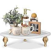 Wood Corner Shelf for Counter, Decorative Tray Coffee Organizer for Coffee Bar Decor, Pedestal St...