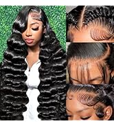 Dewyigs 28 Inch 13x6 Lace Front Wigs Human Hair Pre Plucked Body Wave HD Transparent Lace Front W...