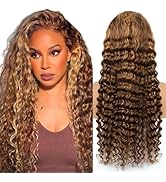 4/27 Ombre Deep wave Lace Front Wigs Human Hair, 13x4 HD Lace Ombre Curly Wig Human Hair, 26 Inch...